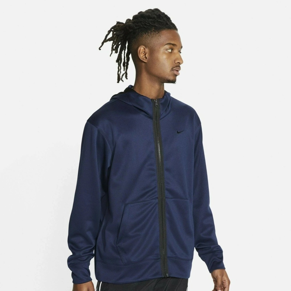 MEN'S NIKE DRI-FIT SPOTLIGHT FULL-ZIP‎ HOODIE IN NAVY BLUE SIZE LARGE